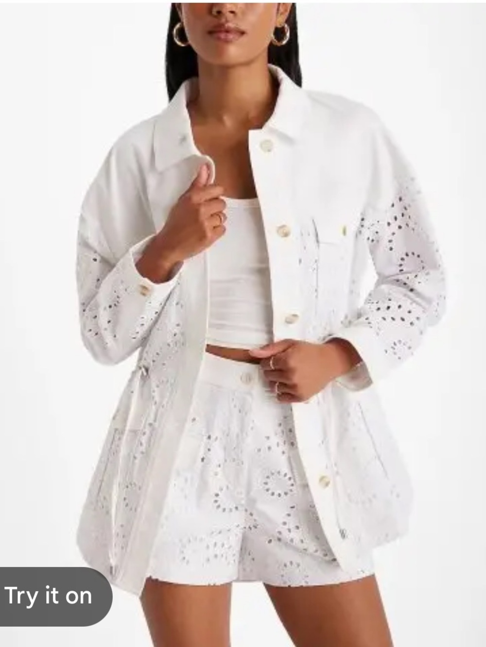 Express White Eyelet Jacket